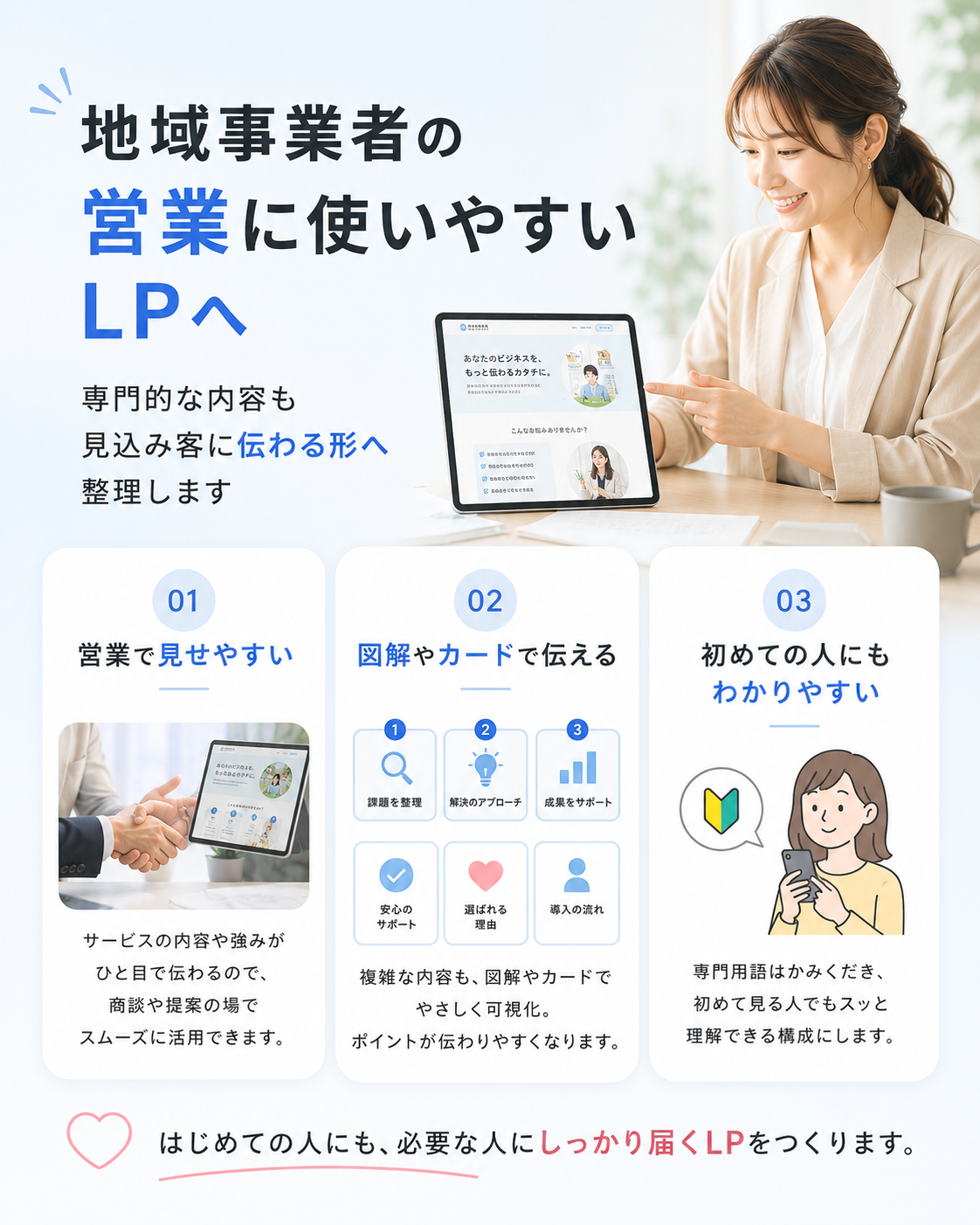 地域事業者の営業に使いやすいLPへ