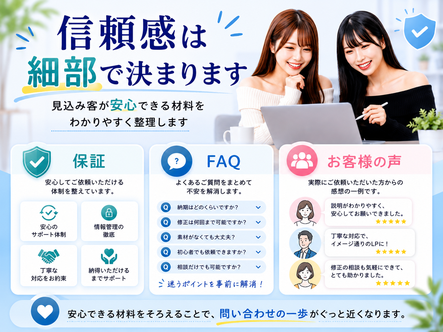 信頼感は細部で決まります